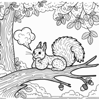 One Big Squirrel Farting In A Tree Coloring Page