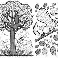 Farting Squirrel On A Tree Coloring Page