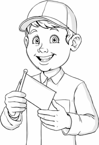 A Smiling Cartoon Character Is Holding A Flag Coloring Page