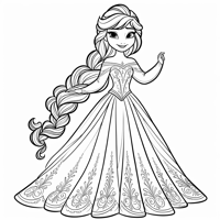 Elsa From Frozen Disney Cartoon Coloring Page