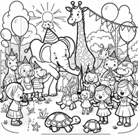 Animal Party Coloring Page