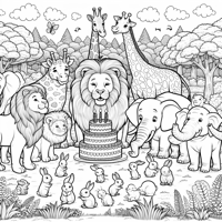 Animal Party Coloring Page