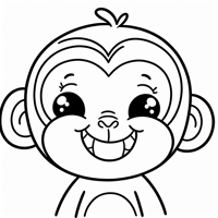 Happy Monkey Coloring Page