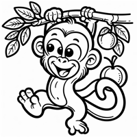 Happy Monkey Coloring Page
