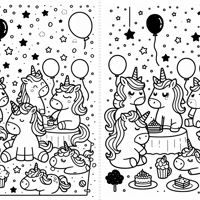 Unicorn Party Coloring Page