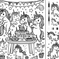 Unicorn Party Coloring Page