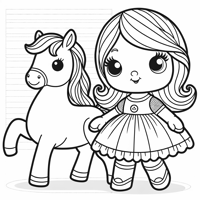 A Pony And A Barbie Doll Dancing Coloring Page