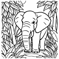 An Elephant In The Jungle Coloring Page