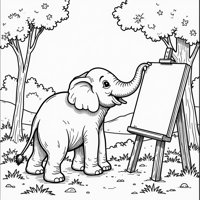 Create A Picture Of An Elephant Painting. Coloring Page