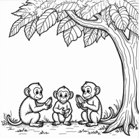 Create A Picture Of Several Monkeys Eating Bananas... Coloring Page