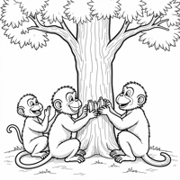 Create A Picture Of Several Monkeys Eating Bananas... Coloring Page