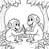 Create A Picture Of Several Monkeys Eating Bananas... Coloring Page