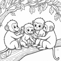 Create A Picture Of Several Monkeys Eating Bananas... Coloring Page