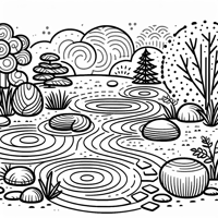 Create A Tranquil Zen Garden With Abstract... Coloring Page