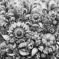 Create A Lush Floral Garden With Abstract... Coloring Page