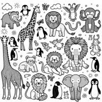 Zoo Animals Coloring Page