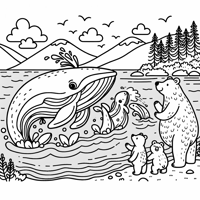 Whales And Bears That Are Best Friends Coloring Page