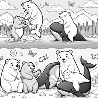 Bears And Whales That Are Best Friends Coloring Page
