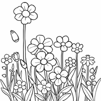 Flower In The Garden Coloring Page