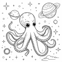 Galaxy Octopus Coloring Page