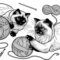 2 Cats Playing With Yarn Coloring Page