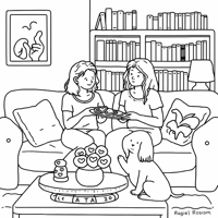 A Cozy And Cute Indoor Scene Of A 2728 Year Old... Coloring Page