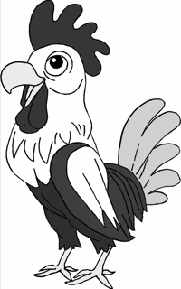 A Rooster With A Blue Body Green Wings And A Red... Coloring Page