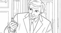 A Man Wearing A Suit And Tie Is Standing In A Room... Coloring Page