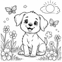 Cute Puppy Girl Coloring Page