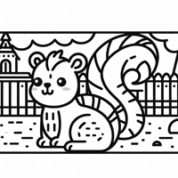 Squirrel At The Zoo Coloring Page