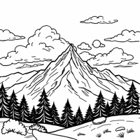 Mountain With A View Coloring Page