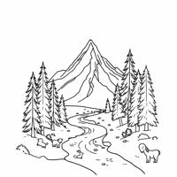 Mountain With A View Coloring Page