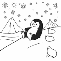 Penguin In The Ice Coloring Page