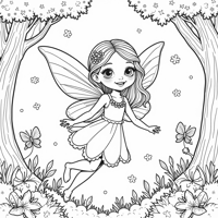 A Fairy Girl With Bright Open Wings Flashes A... Coloring Page