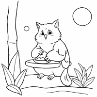 Cat That Is Eating Coloring Page