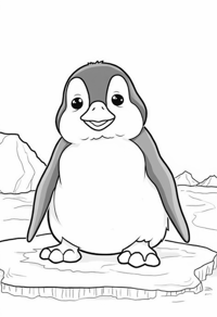 A Penguin Is Standing On Ice Coloring Page