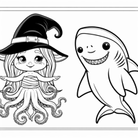 Ursula And Shark Coloring Page