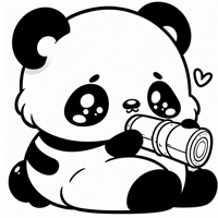 Kawaii Panda With A Chubby Body And A Bamboo Shoot Coloring Page