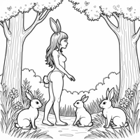 Half Human Half Bunny Lady Coloring Page
