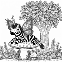 Zebra As A Fairy Coloring Page