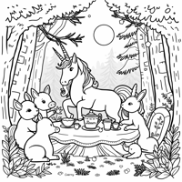 A Unicorn To Play House Coloring Page