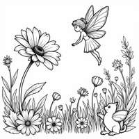 Cute Fairy Flying Above A Flower Coloring Page