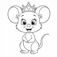 A Princess Mouse Wearing A Tiara. Coloring Page