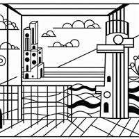 Balcony With View Of The White Tower And Sea Coloring Page
