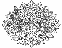 A Garden With Flowers In The Center Named... Coloring Page