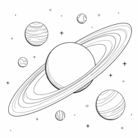 Black N White Solar System 8 Planets And Sun Coloring Page