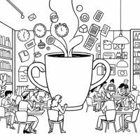 Cartoonstyle Illustration Of A Person Sitting At... Coloring Page
