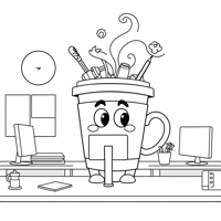 Cartoonstyle Illustration Of A Person Sitting At... Coloring Page