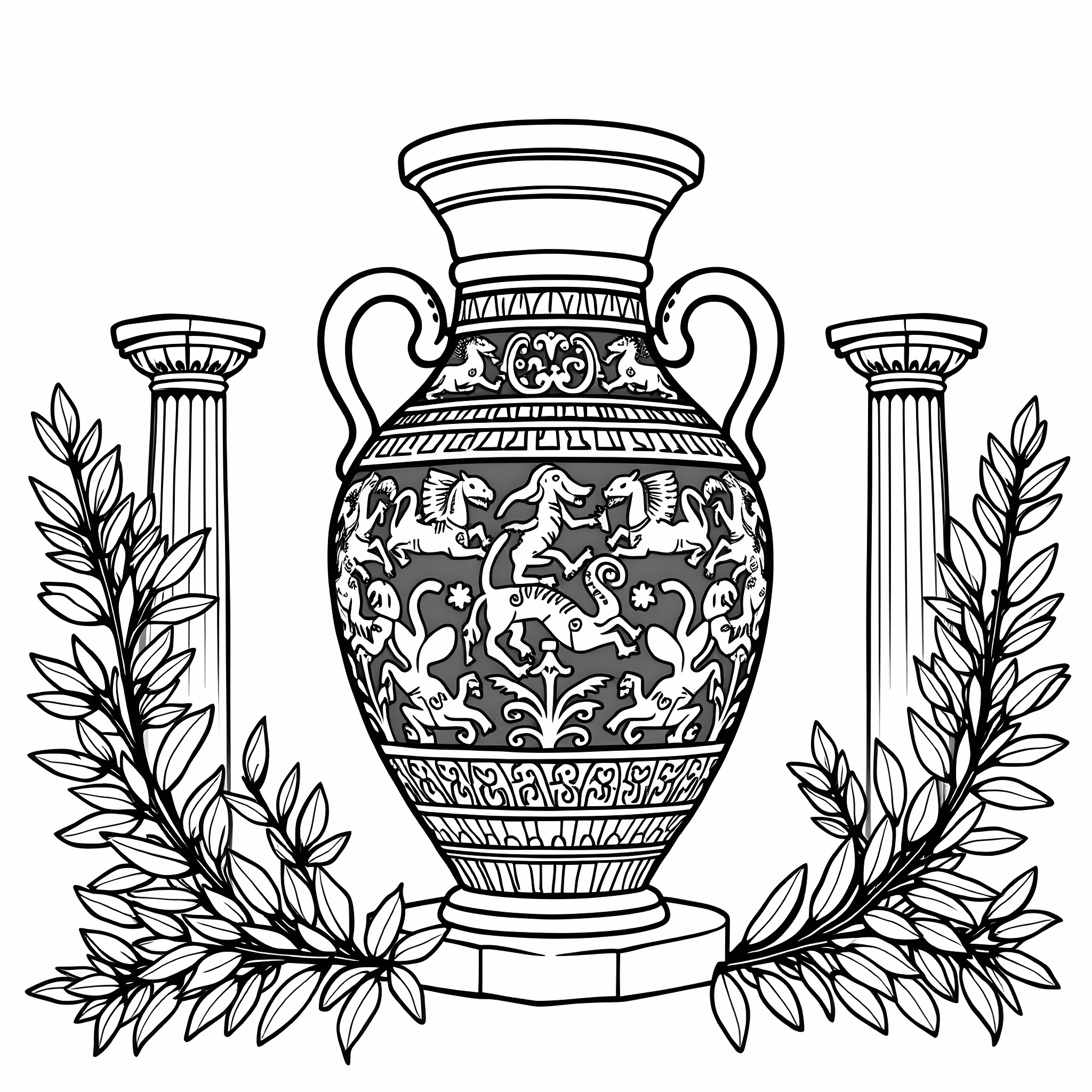 Ancient Greek Artifacts Coloring Page